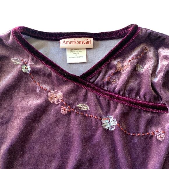 American Girl Floral Embroidered Velvet Bodysuit - Picture 3 of 6
